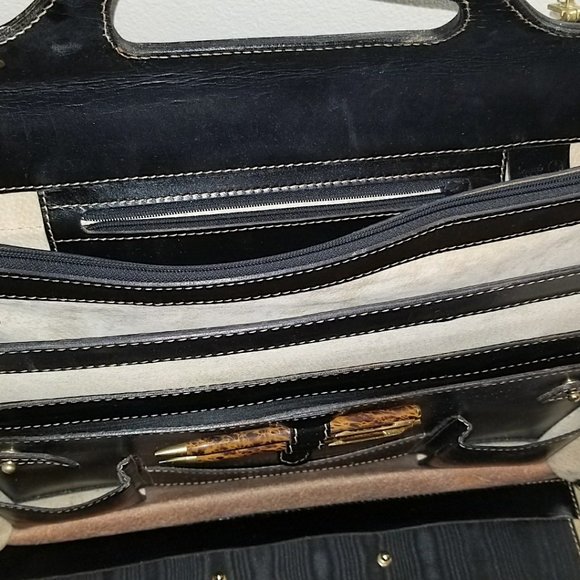 Rare "Aged" Vintage Hi-End Unused Executive/Lawyer Lorenzo Leather Briefcase - Picture 6 of 15